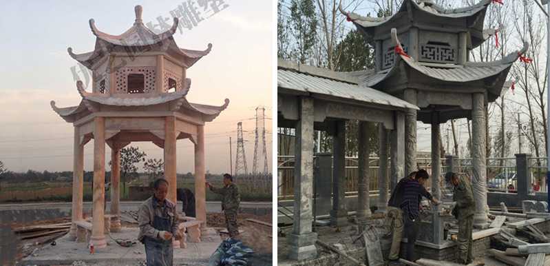 中式大理石涼亭安裝，石雕景觀亭子工廠，中式?jīng)鐾S家