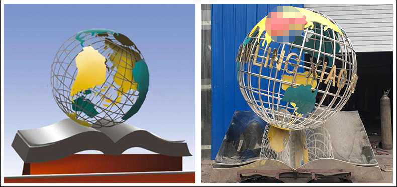 不銹鋼地球，景觀地球雕塑，學校地球儀擺件