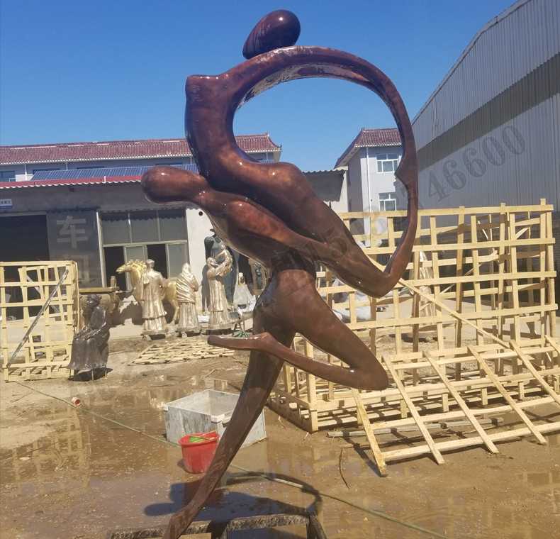 抽象舞蹈人物銅雕塑，銅男女跳舞雕塑，抽象銅人物雕塑